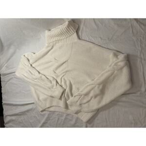 Hippie Rose Juniors' Cable-Knit Turtleneck Sweater - Winter White, Size M